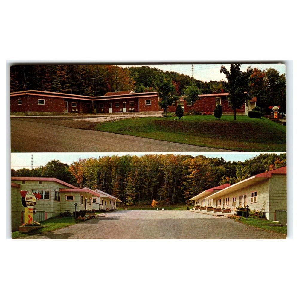 Vintage Terrace Motel Postcard Munising Michigan Autumn Scenery R.C. O'Neill
